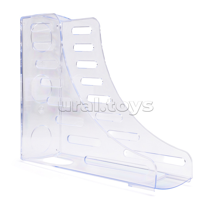 Вертикальный накопитель "Brief" размер 10x25x28,5 см, увеличенная вместимость, окошко для информационной этикетки, прозрачный