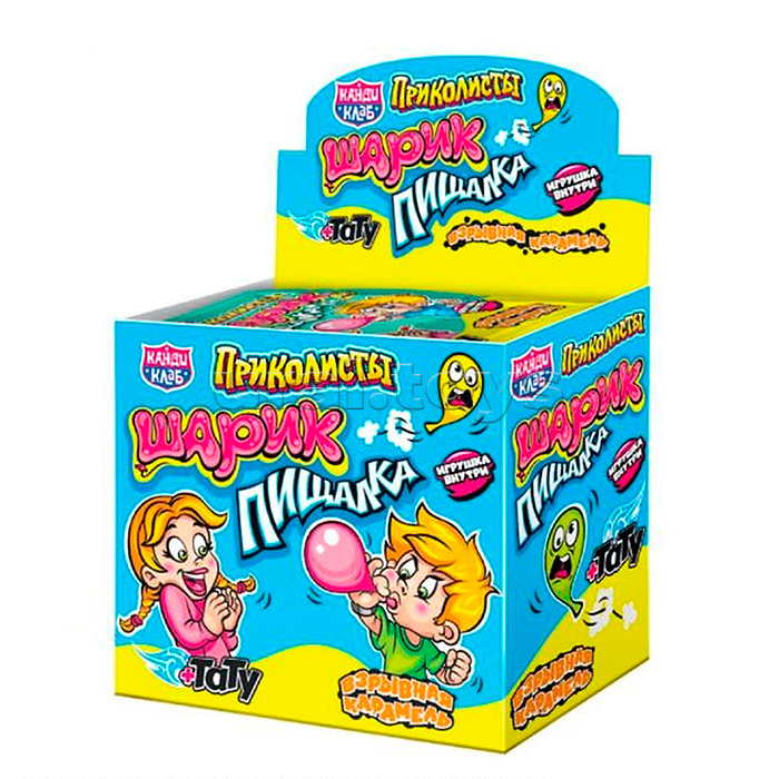 Взрывная карамель с игрушкой и татуировкой "Приколисты. Шарик-пищалка" 1гр*30шт