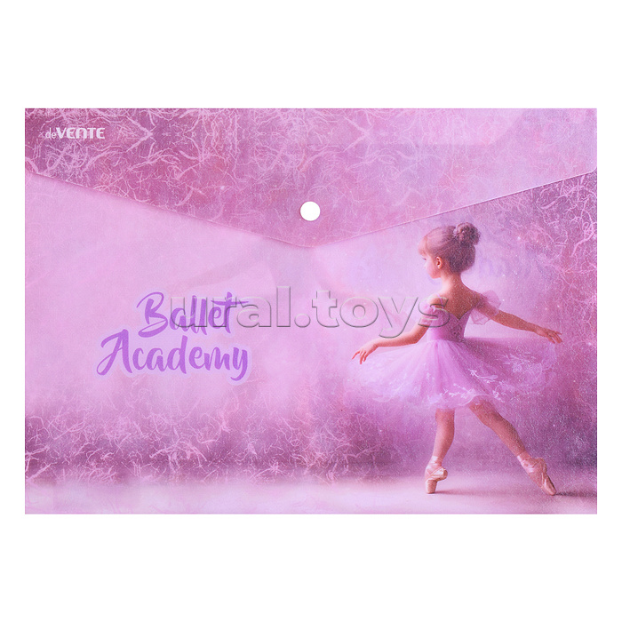 Папка-конверт на кнопке "Ballet Academy" A4 (330x235 мм) 180 мкм, матовая полупрозрачная с рисунком, с волокнистой фактурой, индивидуальная маркировка