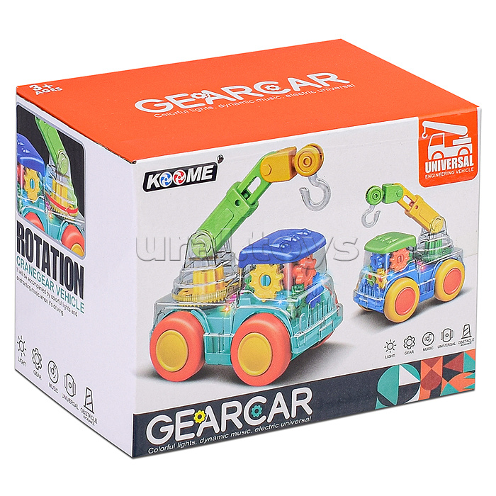 Машина "Автокран" на батарейках, в коробке