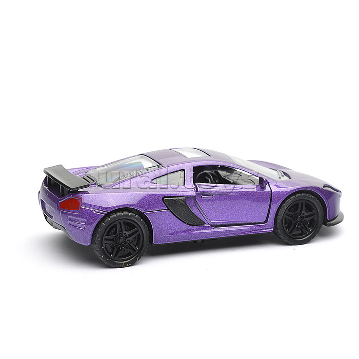 Фиолетовая спортивная инерционная машинка со спойлером, die-cast, 1:32, открывающиеся двери