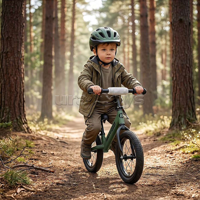 Беговел 14" Rocket R0045NEW-DGN, колеса надувные, цвет зеленый