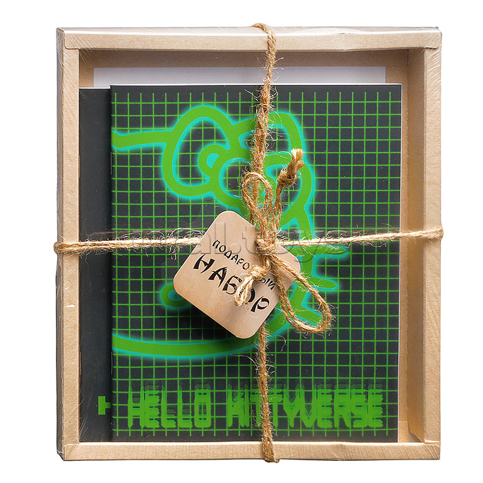 Набор  Тетрадь 48л. клетка "Hello Kitty" неон А5 на скрепке, внутренний блок офсет 60-65 г, 92% белизна, обложка софт-тач + Ручка шариковая, цвет чернил синий, 0,7 мм, в подарочной упаковке