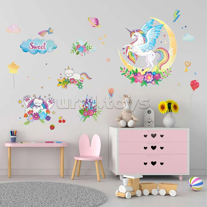 Интерьерная наклейка "Unicorn" 60x90 см, ПВХ, в пластиковом пакете с блистерным подвесом
