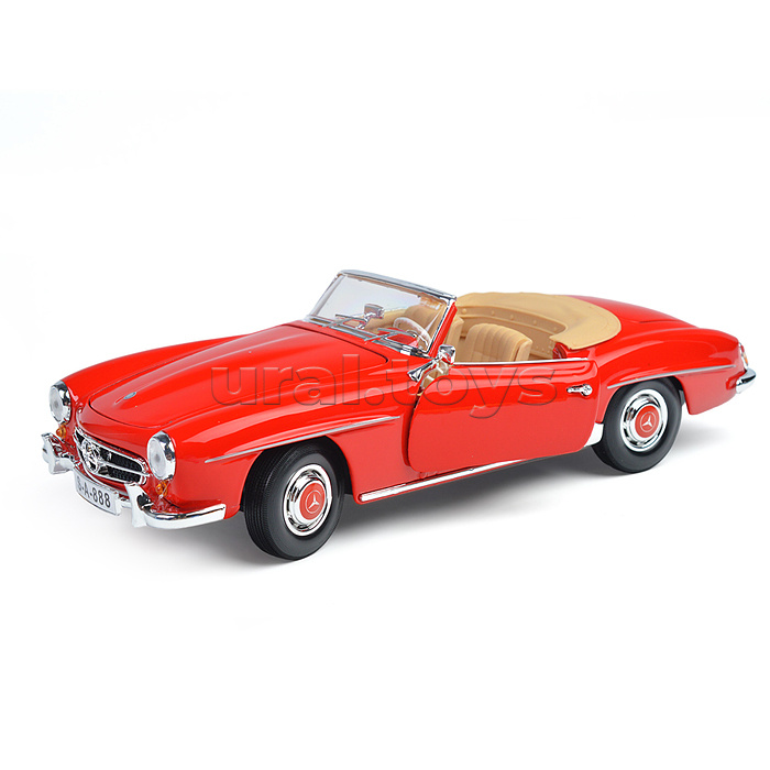 Машинка die-cast 1955 Mercedes-Benz 190SL, 1:18,  красная, открывающиеся двери