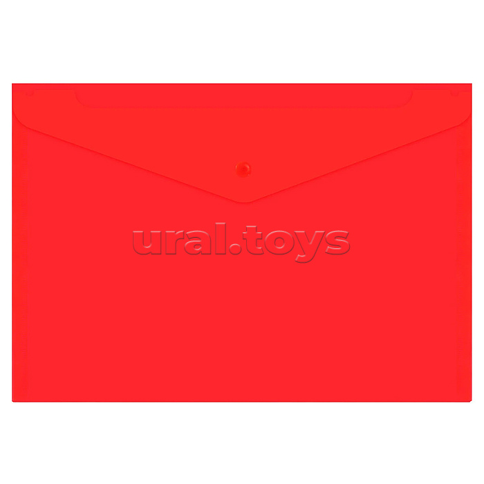 Папка-конверт с кнопкой прозрачная А4 до 100 л, красная, 0,15 мм "Universal"
