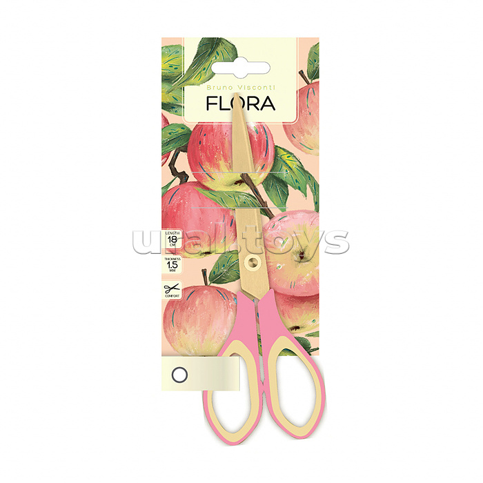 Ножницы "Flora. Paradise. Яблоки" с золотыми лезвиями, 18 см.