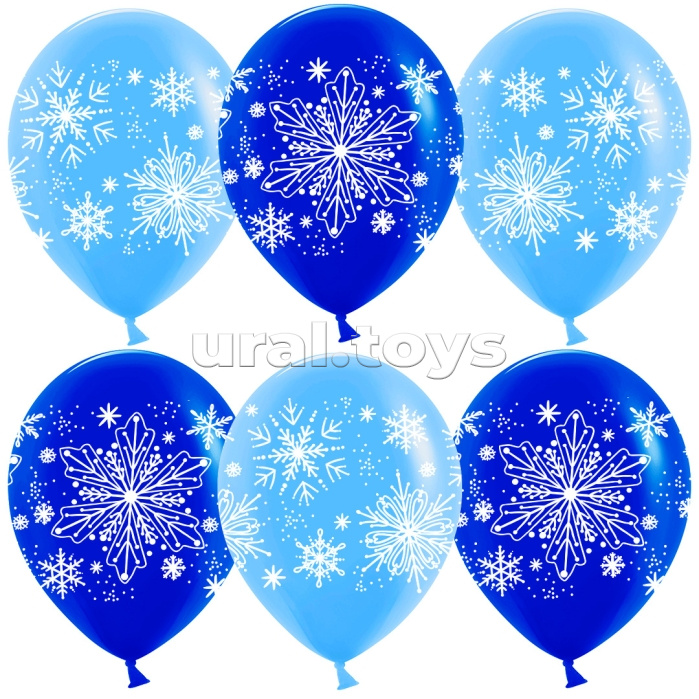 Шар (12''/30 см) Снежинки Искринки, Голубой/Синий, пастель, 4 ст, 25 шт. Шар (12''/30 см) Снежинки Искринки, Голубой/Синий, пастель, 4 ст, 25 шт.