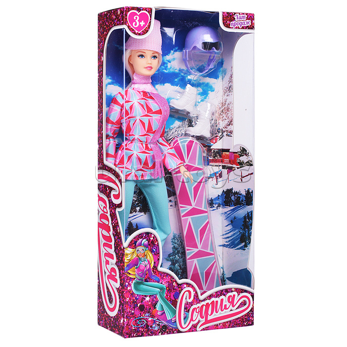 Кукла София 29 см Сноуборд (руки и ноги сгиб., аксесс.) в коробке