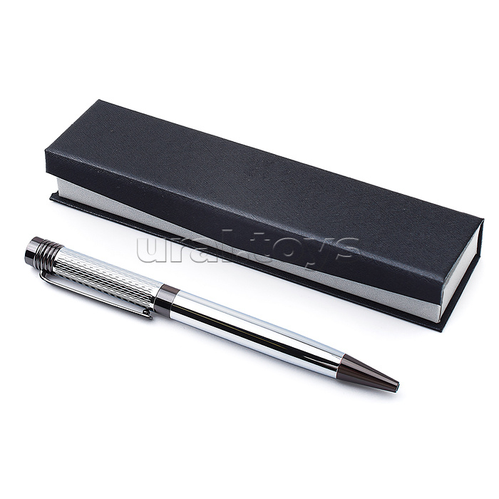Ручка шариковая с поворотным механизмом SHEEN S, синяя, пулевидный пиш.узел 0,7 мм, корпус металлический, сменный стержень 99 мм типа Parker,  подарочная упаковка