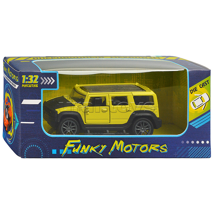 Жёлтая инерционная машинка Сафари die-cast,1:32, открывающиеся двери Жёлтая инерционная машинка Сафари die-cast,1:32, открывающиеся двери