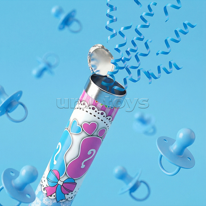 Хлопушка пневматическая "Мальчик или девочка?" 30см. голубое конфетти