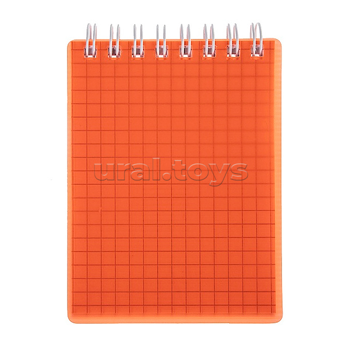 Блокнот 80л А7ф клетка "LINE NEON" Оранжевый пластиковая обложка на гребне