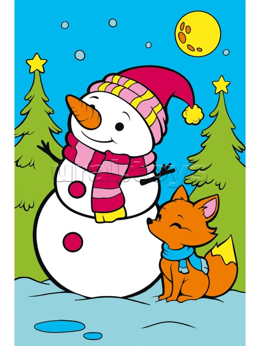 Холст мини 10х15 по номерам "Снеговичок и лисичка" (7цв.) Холст мини 10х15 по номерам "Снеговичок и лисичка" (7цв.)