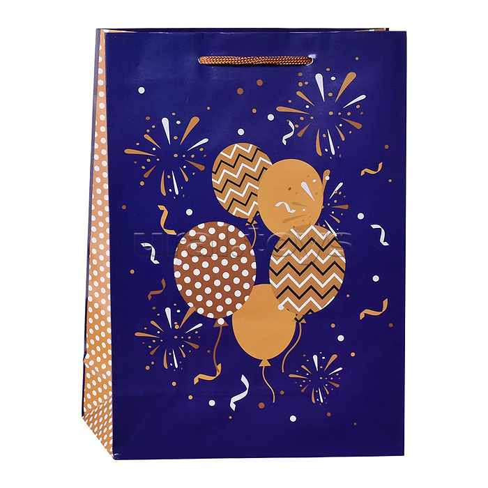 Пакет подарочный с глянцевой ламинацией 22х31х10 см (ML) Золотистые шары 128 г (соб.разр)