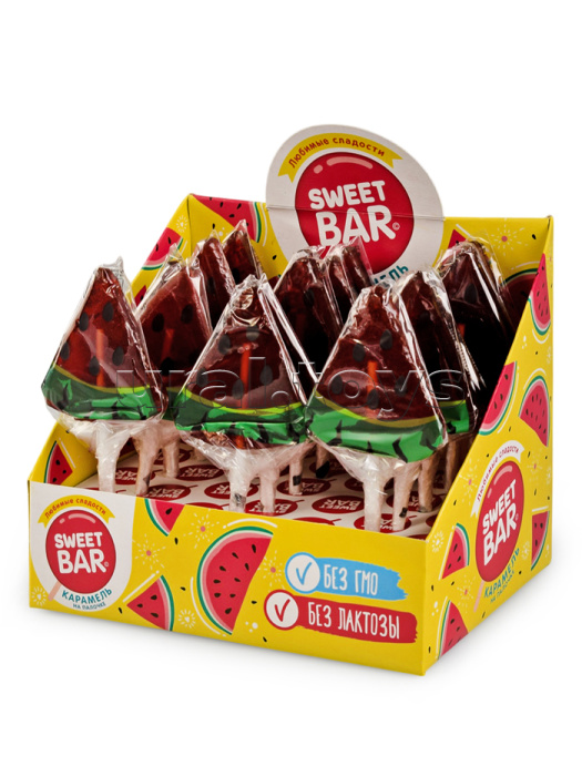 Карамель на палочке Арбузик, Конфититрейд Sweet Bar, 15шт, 40г.