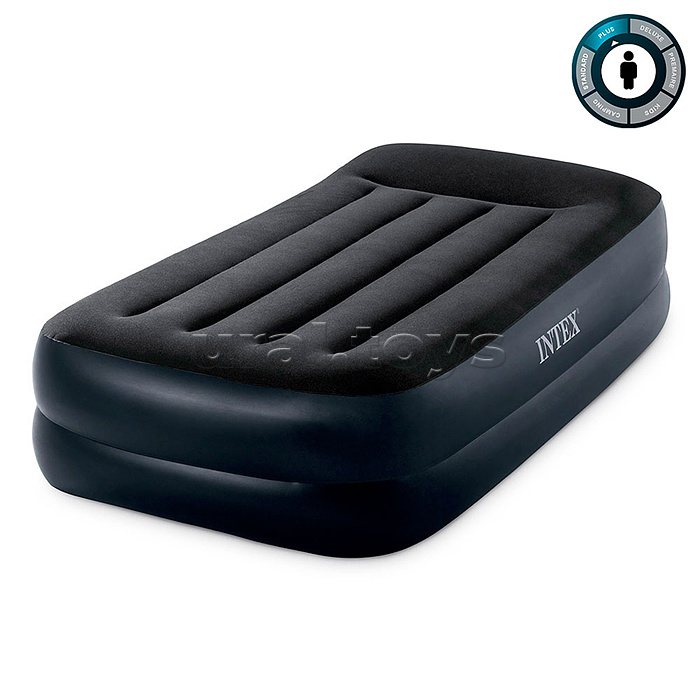 Надувная кровать 99х191х42см, с подголовником, встр.нас. 220В, до 136кг, 64122ND INTEX