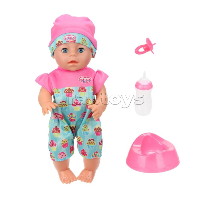 Пупс озвуч 30 см, пьет, писает, закр. глазки, 2 акс, 50 звуков