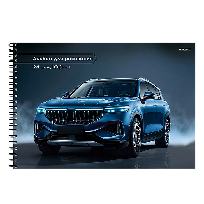 Альбом для рисования 24л. на гребне "Синий автомобиль" А4