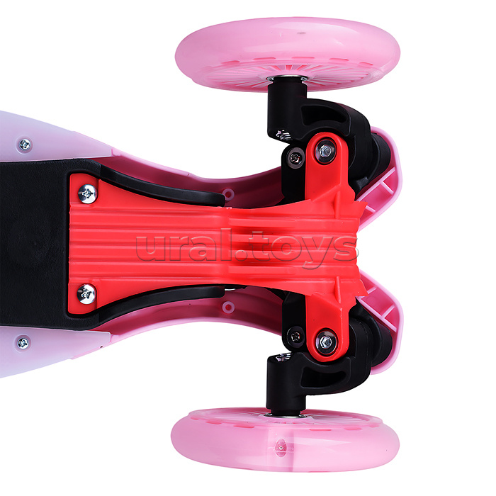 Самокат 3-х колесный ROCKET,колеса PU со светом, ABEC 7, розовый