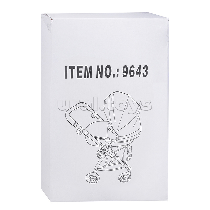 Коляска для кукол, металлическая, складная,с сумкой-корзиной для мамы,цвет листья на тёмно синем