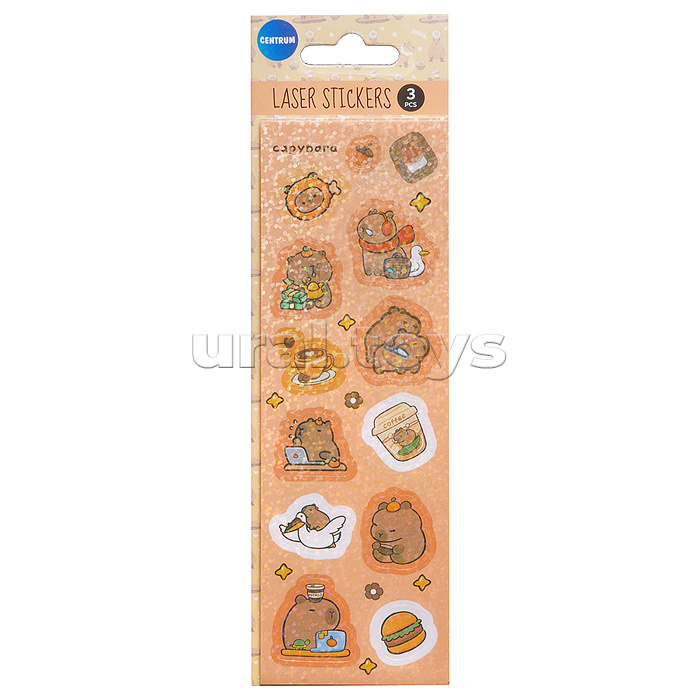 Наклейки лазерные "Капибары" 150*50 мм, 2 дизайна в ассортименте