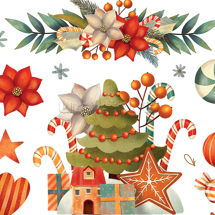 Декоративные наклейки. Рождественская история (30х45 см 2 листа)