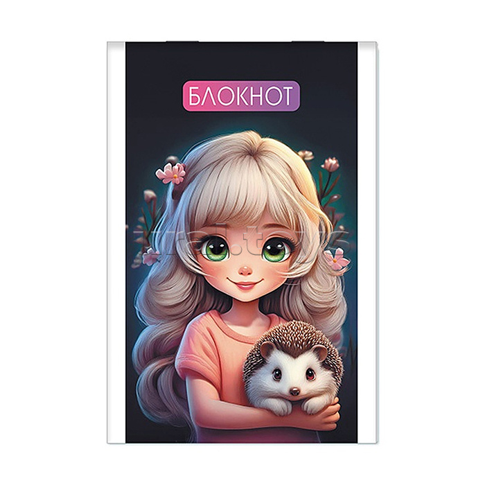 Блокнот А7 клетка 16л. "Девочка с ёжиком"