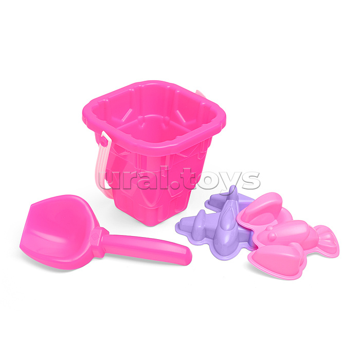 Песочный набор "Русалочка" ( 2 формочки, совок, ведро )