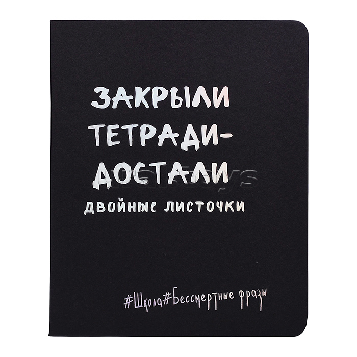 Тетрадь 48л. клетка "Школьные Фразы" А5 скрепка
