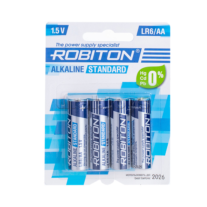 Батарейка алкалиновая ROBITON STANDARD LR6 BL4