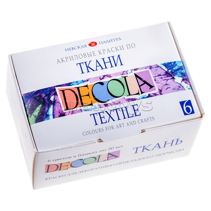 Краски по ткани 6 цв. "Decola" 20мл, картон