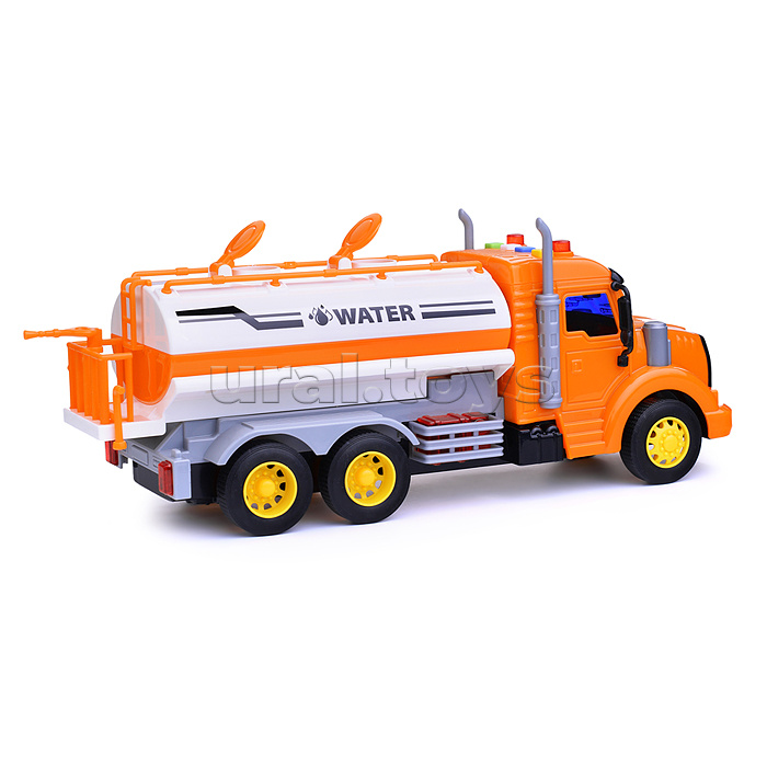 Автомобиль поливочный "Профи"инерционный (со светом и звуком) (оранжевый) (в коробке)