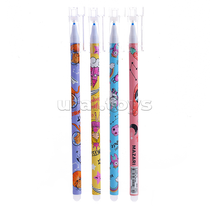 Ручка гелевая со стираемыми чернилами MORE SPACE, синяя, игольчатый пиш. узел 0.5мм, термочувствительные чернила, корпус пластиковый цветной, сменный стержень 128 мм, ПВХ-упаковка