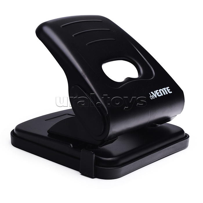 Дырокол (35 листов) металлический, с линейкой, в картонной коробке, черный