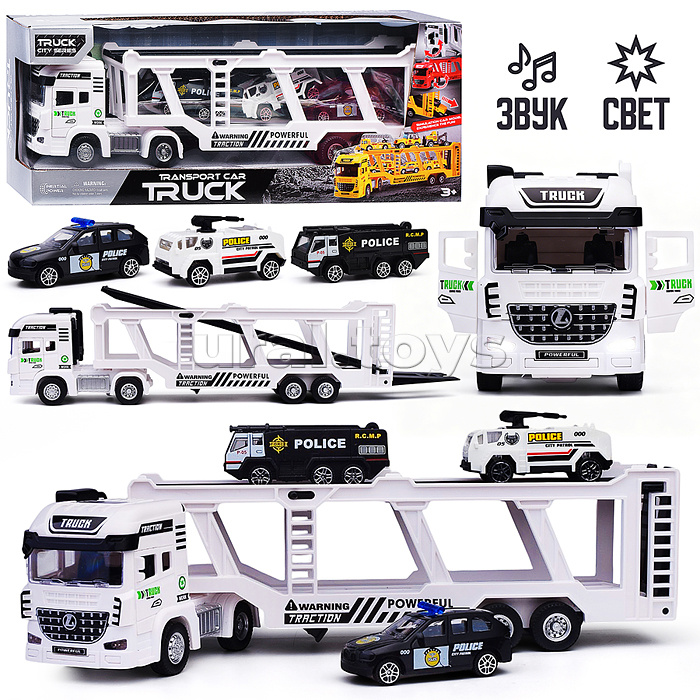 Машина "Автовоз-полиция" (свет, звук) в коробке
