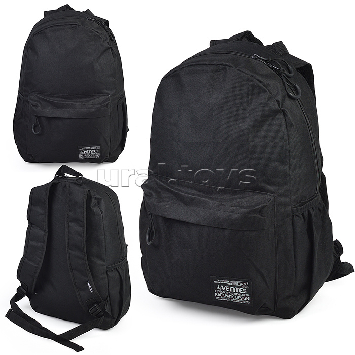 Рюкзак "Black" подростковый 40x29x17 см (14 л) 250 г, 1 отделение на молнии, 1 передний карман, 2 боковых кармана, черный