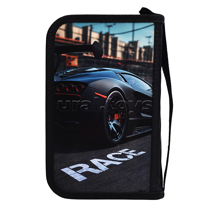 Пенал двухсекционный большой с откидной планкой 190/120 "Гоночное авто"