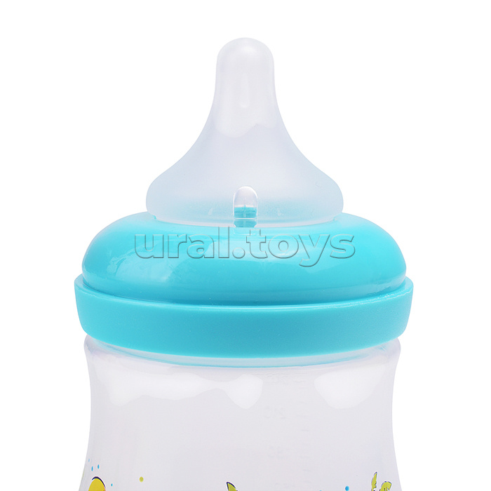 Бутылочка для кормления с  широким горлом и силиконовой соской молочной с антивакуумным клапаном, 250 мл