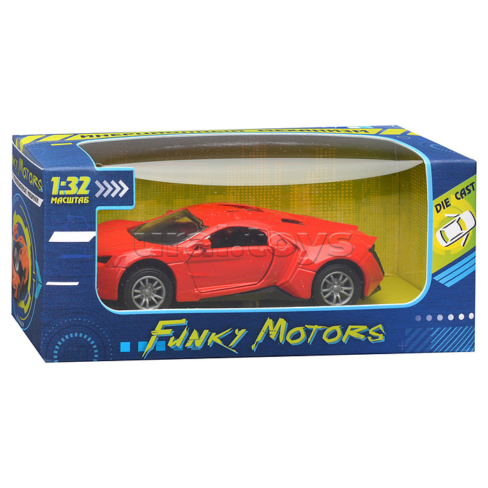 Красная инерционная спортивная машинка die-cast,1:32, открывающиеся двери Красная инерционная спортивная машинка die-cast,1:32, открывающиеся двери