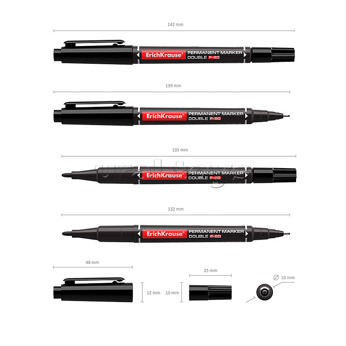 Маркер перманентный двухсторонний чёрный  Double P-80,