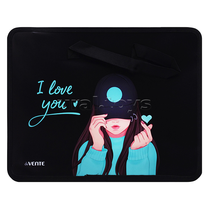 Папка для тетрадей, ИЗО и технологии "K-Pop Heartbeat" A4 (33,5x26x10 см) с текстильным расширением 10 см, на молнии сверху, пластик 400 мкм, текстильные ручки, в пластиковом пакете