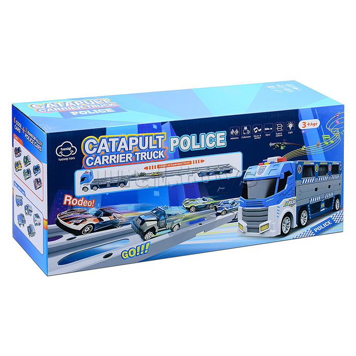 Машина "Трейлер-катапульта" в коробке (синий)