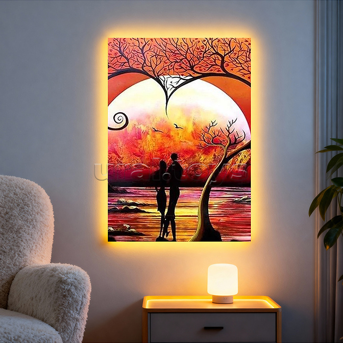 Мозаика алмазная "Закат" (с гирляндой) 20*30см.