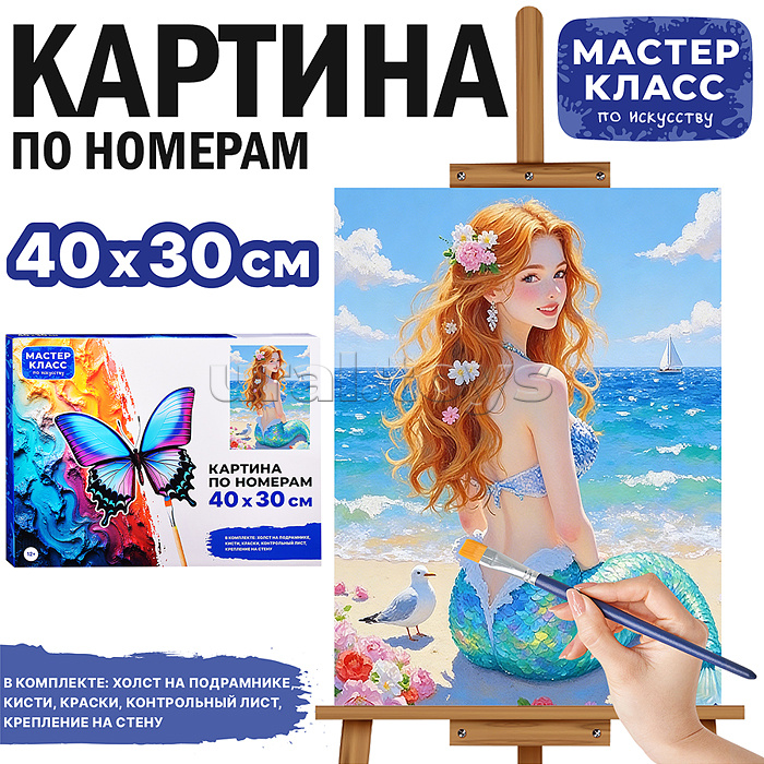 Картина по номерам MKR4030-168 "Русалочка на пляже" 40х30 см.