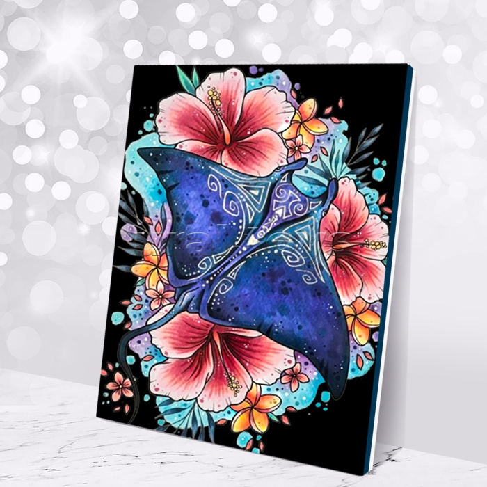 Картина по номерам 40х50 "Гавайский скат" со светящейся краской черный холст (17 цветов) Картина по номерам 40х50 "Гавайский скат" со светящейся краской черный холст (17 цветов)