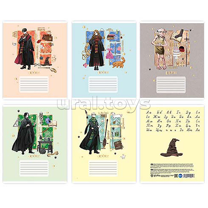 Тетрадь 12л. линейка "Гарри Поттер" с полями, А5 на скрепке, обложка мелов картон