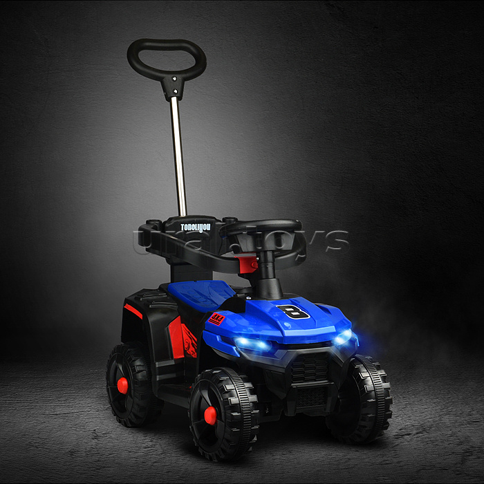 Квадроцикл "Муви" с родительской ручкой, на аккумуляторе 6,5V. синий