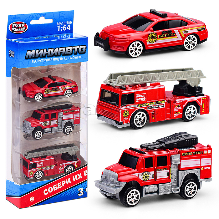 Набор техники "Мини Авто" пожарные спасатели, в коробке