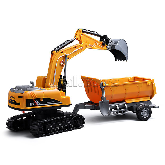 Экскаватор "Строитель" с прицепом, р/у, 27 MHz, в коробке